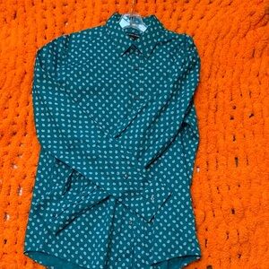 Michael Kors Teal and White Patterned Shirt